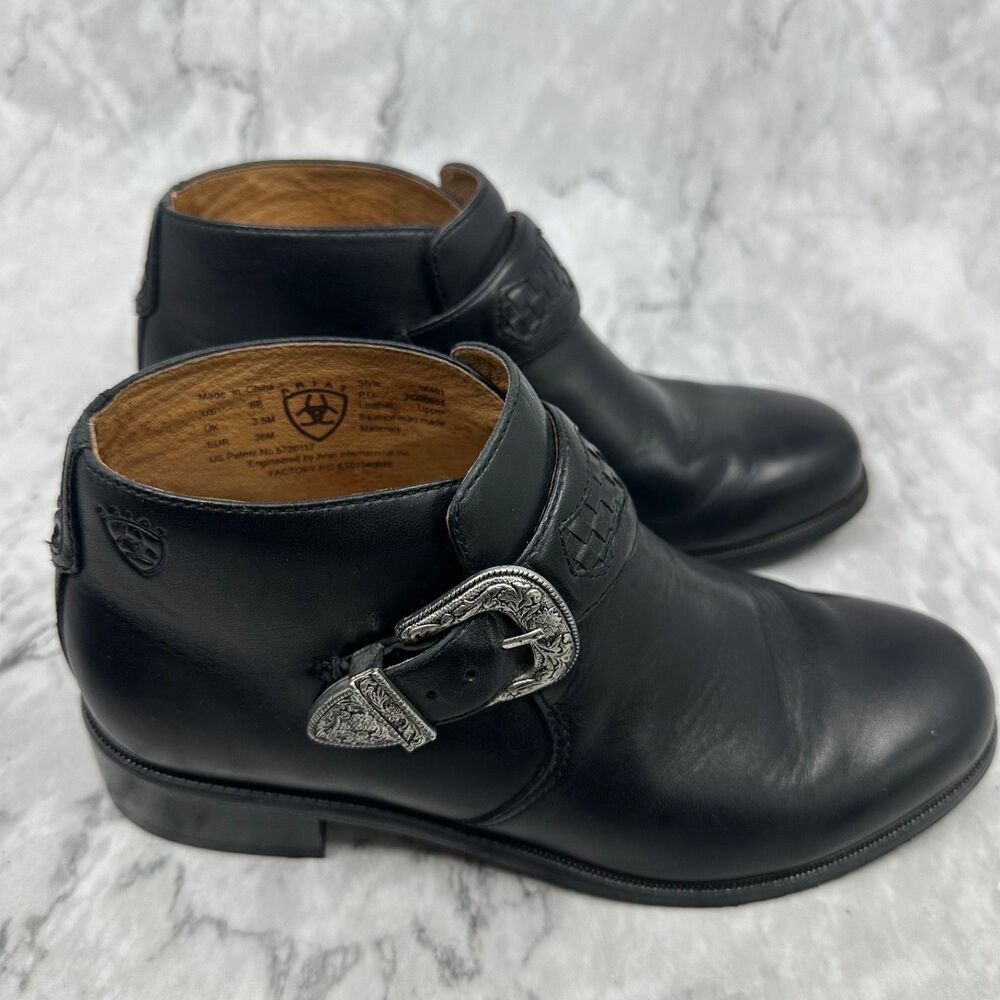Ariat Blair 16401 Women's Black Leather Western Ankle Boots Buckle Size 6B